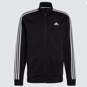 Adidas Men's Black Jacket with White Stripes